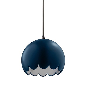 Radiance - 1 Light Scallop Pendant with Black Cord-7.75 Inches Tall and 9 Inches Wide