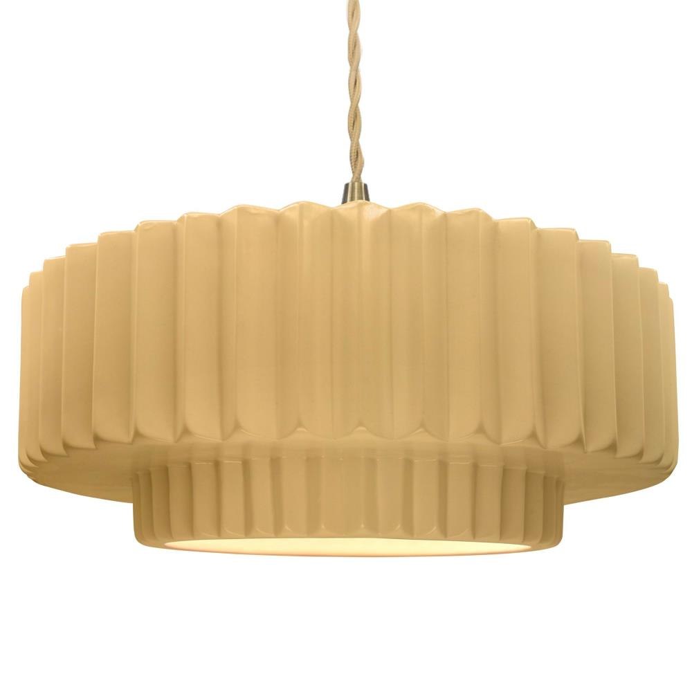 Justice Design CER-6555 Radiance - 1 Light Pleated Twisted Cord Pendant-6 Inch Tall and 16.25 Inch Wide