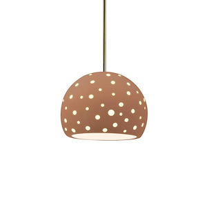Perforated Globe - 1 Light Stem Pendant-6 Inch Tall and 7 Inch Wide - 1409274