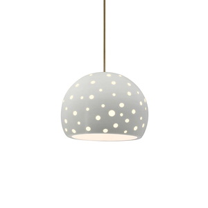 Perforated Globe - 1 Light Stem Pendant-6 Inch Tall and 7 Inch Wide - 1393186