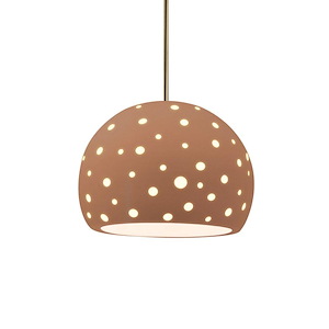 Perforated Globe - 1 Light Stem Pendant-9.25 Inch Tall and 12.25 Inch Wide - 1409280