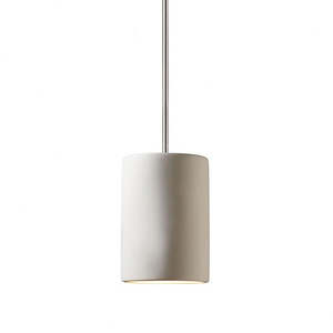 Radiance - 1 Light Small Cylinder Pendant with Rigid Stem In Modern Style-10 Inches Tall and 7 Inches Wide