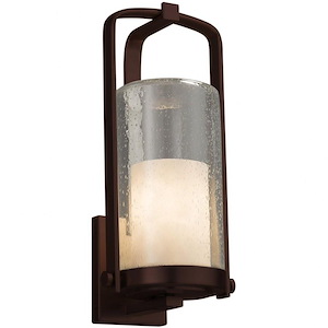 Clouds Atlantic - 16.5 Inch Large Outdoor Wall Sconce with Cylinder Flat Rim Cloud Resin Shades - 1037908