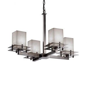 Clouds Metropolis - 25 Inch Chandelier with Square Flat Rim Cloud Resin Shades - 1037912