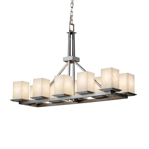 Clouds Montana - 42 Inch Rectangular Ring Chandelier with Square Flat Rim Cloud Resin Shades