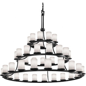Clouds Dakota - 60 Inch 3-Tier Ring Chandelier with Cylinder Flat Rim Cloud Resin Shades - 1038188