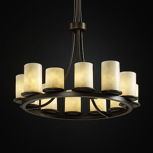 Clouds Dakota - 33 Inch Tall Ring Chandelier with Cylinder Flat Rim Cloud Resin Shades