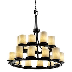 Clouds Dakota - 34 Inch 2-Tier Ring Chandelier with Cylinder Flat Rim Cloud Resin Shades - 1038201