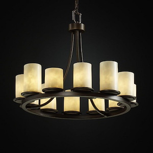 Clouds Dakota - 28 Inch Short Ring Chandelier with Cylinder Flat Rim Cloud Resin Shades - 1038202