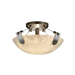 Clouds U-Clips - 16 Inch Bowl Semi-Flush Mount with Round Bowl Cloud Resin Shades