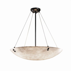 Clouds Finials - 39 Inch Bowl Pendant with Round Bowl Cloud Resin Shades and Square Finials - 1040385