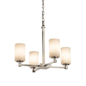 Clouds Tetra - 21 Inch Chandelier with Cylinder Flat Rim Cloud Resin Shades - 1037965