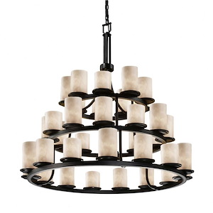 Clouds Dakota - 42 Inch 3-Tier Ring Chandelier with Cylinder Flat Rim Cloud Resin Shades - 1038187