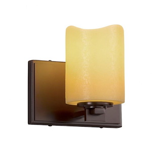 CandleAria Era - 1 Light Wall Sconce with Amber Cylinder Melted Rim Faux Candle Shades - 1037024