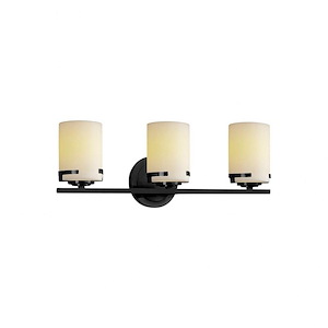 CandleAria Atlas - 3 Light Bath Bar with Cream Cylinder Flat Rim Faux Candle Shades - 1037047