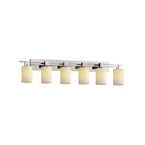 CandleAria Aero - 6 Light Bath Bar with Cream Cylinder Flat Rim Faux Candle Shades - 1037135