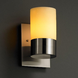 CandleAria Dakota - 1 Light Uplight Wall Sconce with Amber Cylinder Flat Rim Faux Candle Shades
