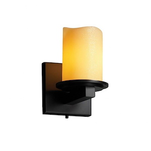 CandleAria Dakota - 1 Light Wall Sconce with Amber Cylinder Melted Rim Faux Candle Shades - 1037211