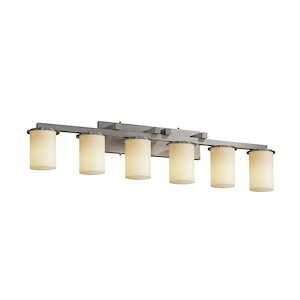 CandleAria Dakota - 6 Light Bath Bar with Cream Cylinder Flat Rim Faux Candle Shades