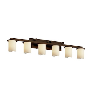 CandleAria Dakota - 6 Light Bath Bar with Cream Cylinder Melted Rim Faux Candle Shades