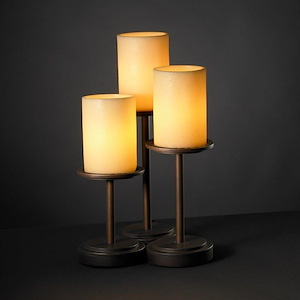CandleAria Dakota - 3 Light Table Lamp with Amber Cylinder Flat Rim Faux Candle Shades