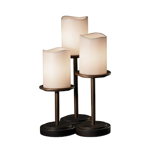CandleAria Dakota - 3 Light Table Lamp with Cream Cylinder Melted Rim Faux Candle Shades - 1037236