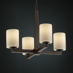 CandleAria Modular - 4 Light Chandelier with Cream Cylinder Melted Rim Faux Candle Shades