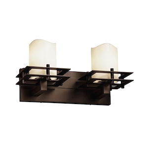 CandleAria Metropolis - 2 Light Bath Bar with Cream Cylinder Melted Rim Faux Candle Shades - 1036945