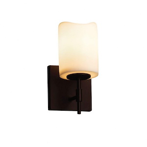 CandleAria Union - 1 Light Short Wall Sconce with Cream Cylinder Melted Rim Faux Candle Shades - 1036961