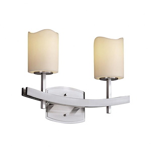 CandleAria Archway - 2 Light Bath Bar with Cream Cylinder Melted Rim Faux Candle Shades