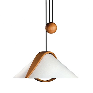 Domus - Two Light Beech Wood Pull-Down Pendant