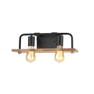 EVOLV Eco Loft - 2 Light Bath Bar with Matte Black Finish and Natural Wood Accent - 1208007