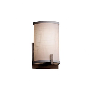 Textile Century - 1 Light ADA Wall Sconce with Half-Cylinder Gray Woven Fabric Shade