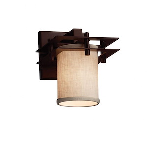 Textile Metropolis - 1 Light 2 Flat Bars Wall Sconce with Cylinder Flat Rim Cream Woven Fabric Shade