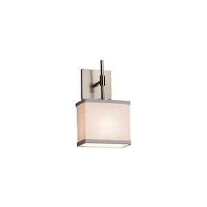 Textile Union - 1 Light ADA Wall Sconce with Rectangle White Woven Fabric Shade
