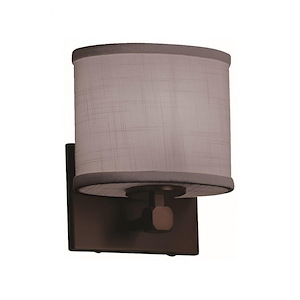 Textile Tetra - 1 Light ADA Wall Sconce with Oval Gray Woven Fabric Shade