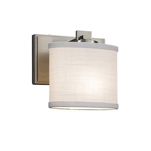 Textile Era - 1 Light ADA Wall Sconce with Rectangle Gray Woven Fabric Shade