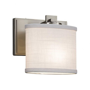 Textile Era - 1 Light ADA Wall Sconce with Oval White Woven Fabric Shade