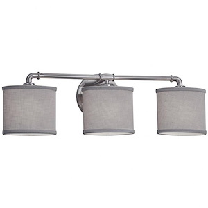 Textile Bronx - 3 Light Bath Bar with Oval Gray Woven Fabric Shade - 1039430