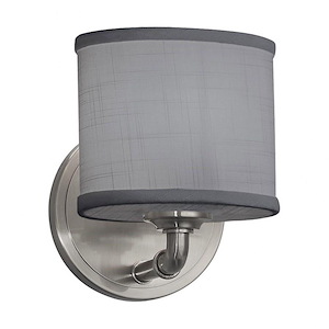 Textile Bronx - 1 Light ADA Wall Sconce with Oval Gray Woven Fabric Shade - 1039436