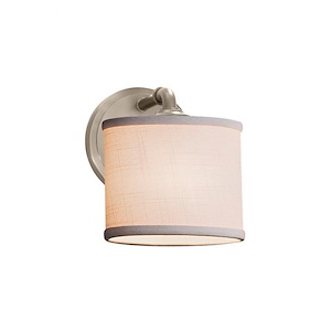 Textile Bronx - 1 Light ADA Wall Sconce with Oval White Woven Fabric Shade - 1039437