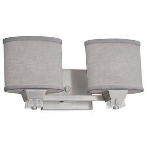 Textile Ardent - 2 Light Bath Bar with Oval Gray Woven Fabric Shade - 1039445