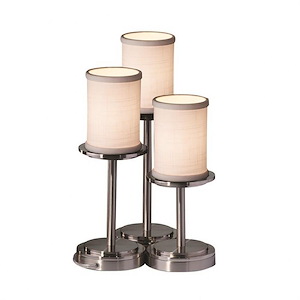Textile Dakota - 3 Light Table Lamp with Cylinder Flat Rim White Woven Fabric Shade - 1039852