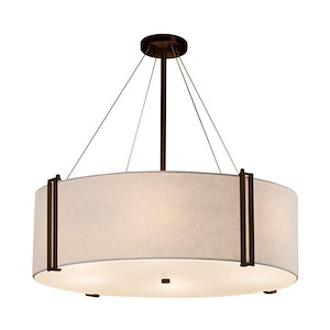 Textile Reveal - 8 Light 36 Inch Drum Pendant with Drum White Woven Fabric Shade