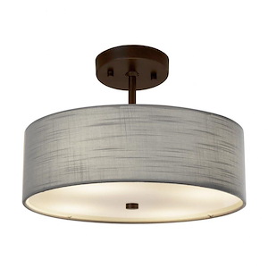 Textile Classic - 2 Light 14 Inch Drum Pendant with Drum Gray Woven Fabric Shade - 1040054