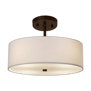 Textile Classic - 2 Light 14 Inch Drum Pendant with Drum White Woven Fabric Shade