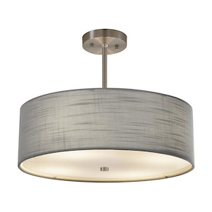 Textile Classic - 3 Light 18 Inch Drum Pendant with Drum Gray Woven Fabric Shade - 1040057