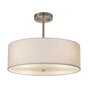 Textile Classic - 3 Light 18 Inch Drum Pendant with Drum White Woven Fabric Shade - 1040058