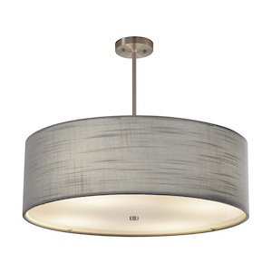 Textile Classic - 6 Light 24 Inch Drum Pendant with Drum Gray Woven Fabric Shade - 1040060