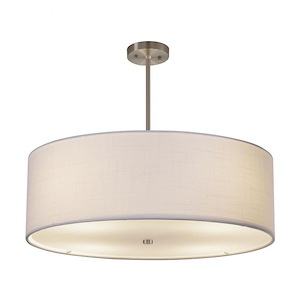 Textile Classic - 6 Light 24 Inch Drum Pendant with Drum White Woven Fabric Shade